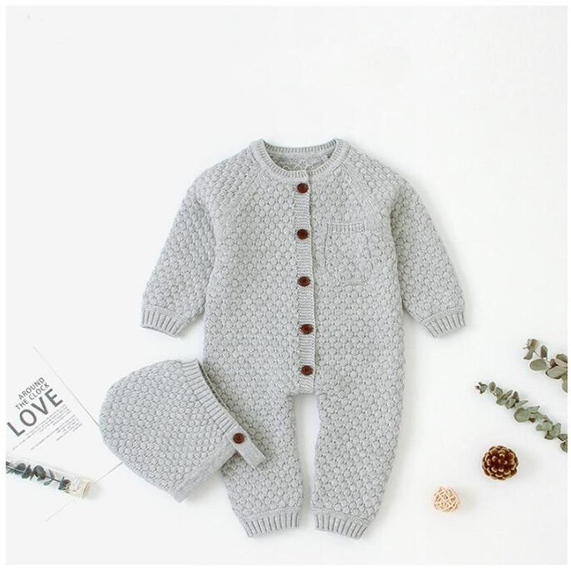 Barboteuse Fille Faite Main Tricotée Vêtements Bébé Naissance Barboteuse Avec Chapeau Combinaison Bébé Tout-Petit Pour Garçons Et Filles Combinaison Chaude Pour L'Hiver