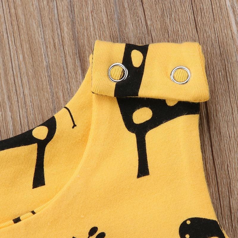 Adorables Barboteuses Sans Manches en Coton pour Bébé Fille Garçon, avec Motif Animal Dessin Animé et Design Girafe