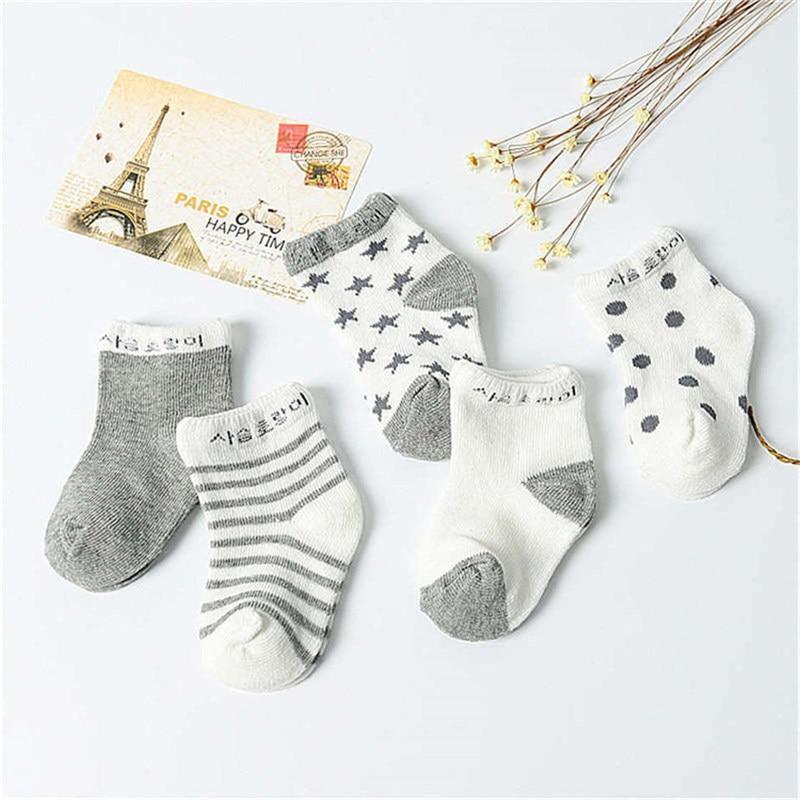 5 paires de chaussettes en coton imprimé moustache pour bébés filles et garçons de 1 à 3 ans, élastiques, chaudes et confortables