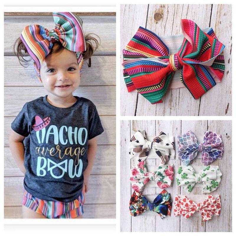Bandeau de luxe moderne à nœuds pour bébés et enfants, avec motif floral, élastique, accessoires pour cheveux, noué pour filles