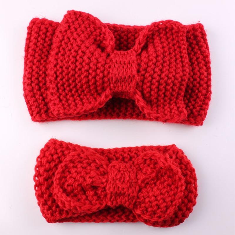 Bandeau élastique fait main pour mère et fille, bandeau tricoté uni avec nœud, accessoires de cheveux pour maman et bébé