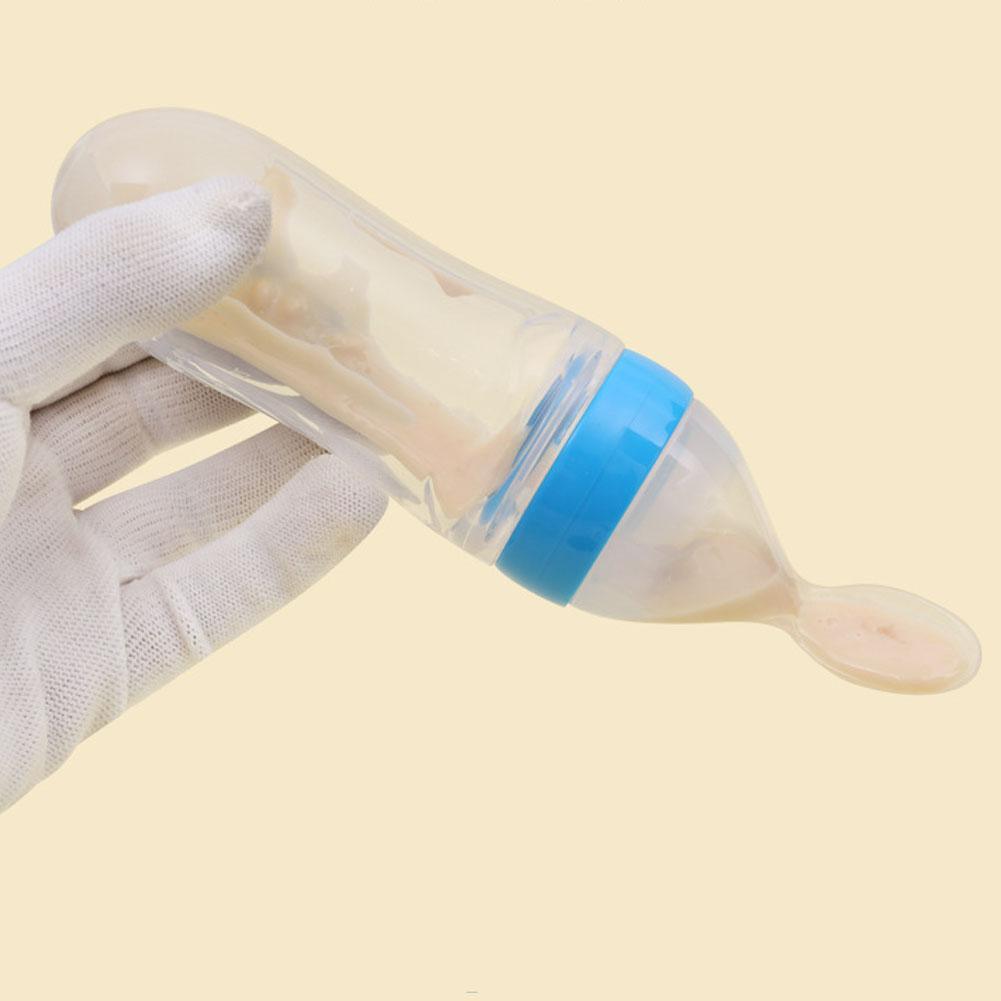 Biberon de céréales de riz avec cuillère pour bébé en silicone pour l'alimentation, le meilleur cadeau pour les enfants et les bébés