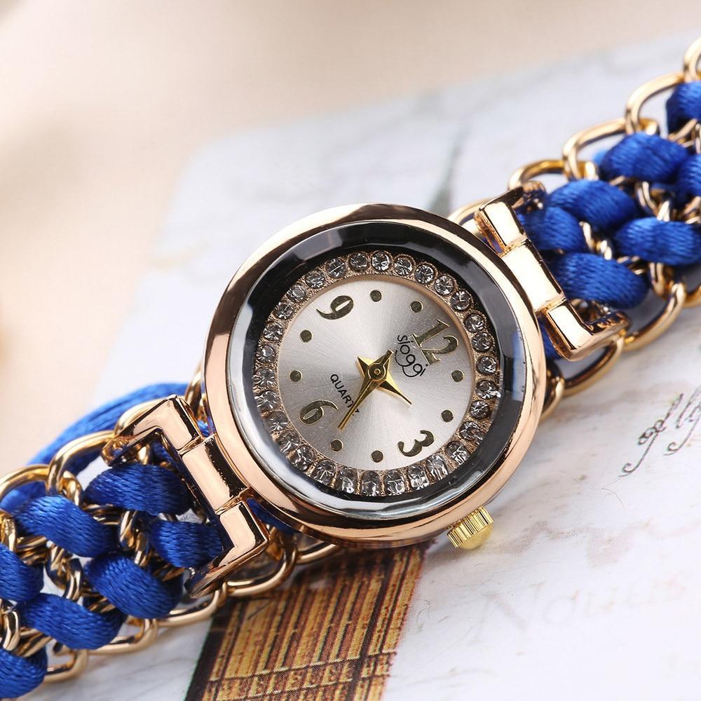 Montres Bracelets Faits à la Main pour Femmes Perles Corde Tricotées Montres-Bracelets Réglables Cadeau Pour Femmes, Dames et Filles