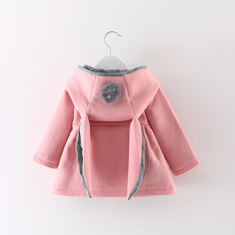 Manteau pour bébé fille, veste de printemps-automne, à capuche avec longues oreilles de lapin, en coton, vêtements d'extérieur pour enfants