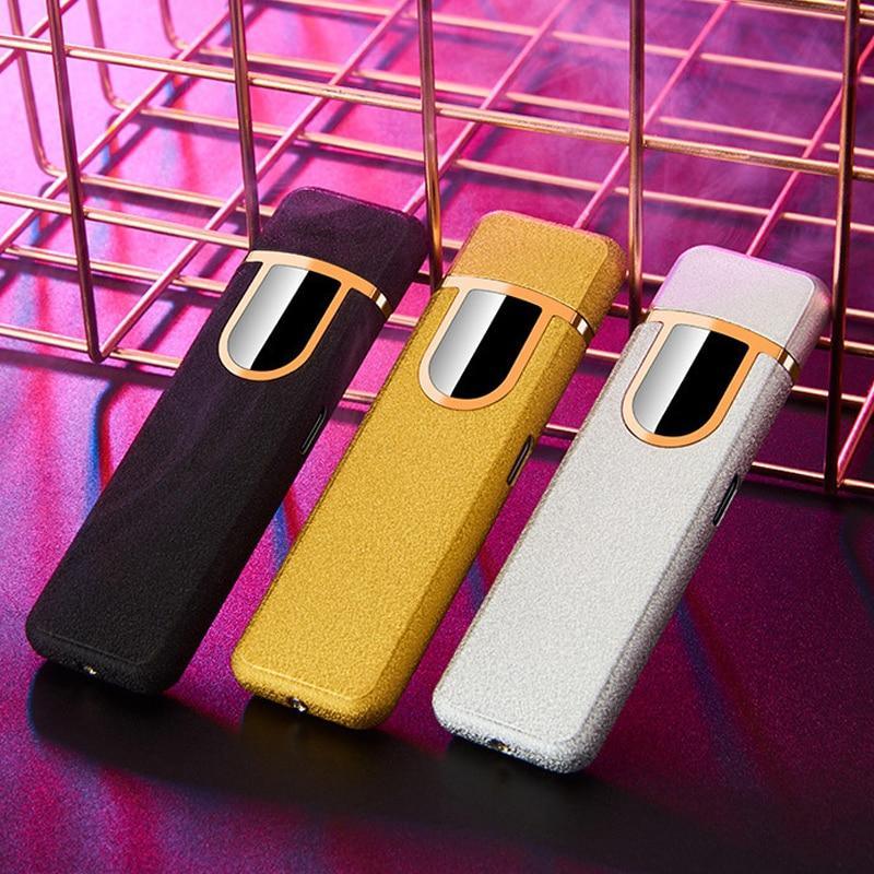 Briquet Électronique USB Moderne de Luxe, Coupe-Vent, Mince, Coloré, avec Capteur Tactile et Gravure Dragon, Idéal pour un Cadeau