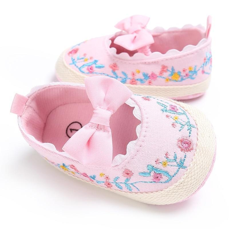 Chaussures Premiers Pas Bébé Fille, Semelle Souple Antidérapante, Nœud Blanc, Chaussures Élégantes et Luxueuses Pour Bébé Fille, Cadeau Parfait