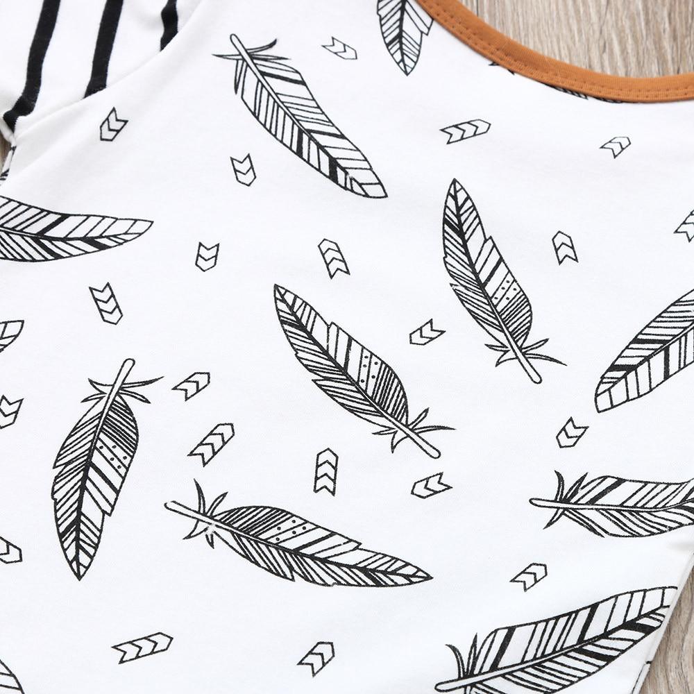 Pyjama moderne Babz pour bébé garçon/fille - Haut à manches longues en plumes et pantalon rayé pour enfants