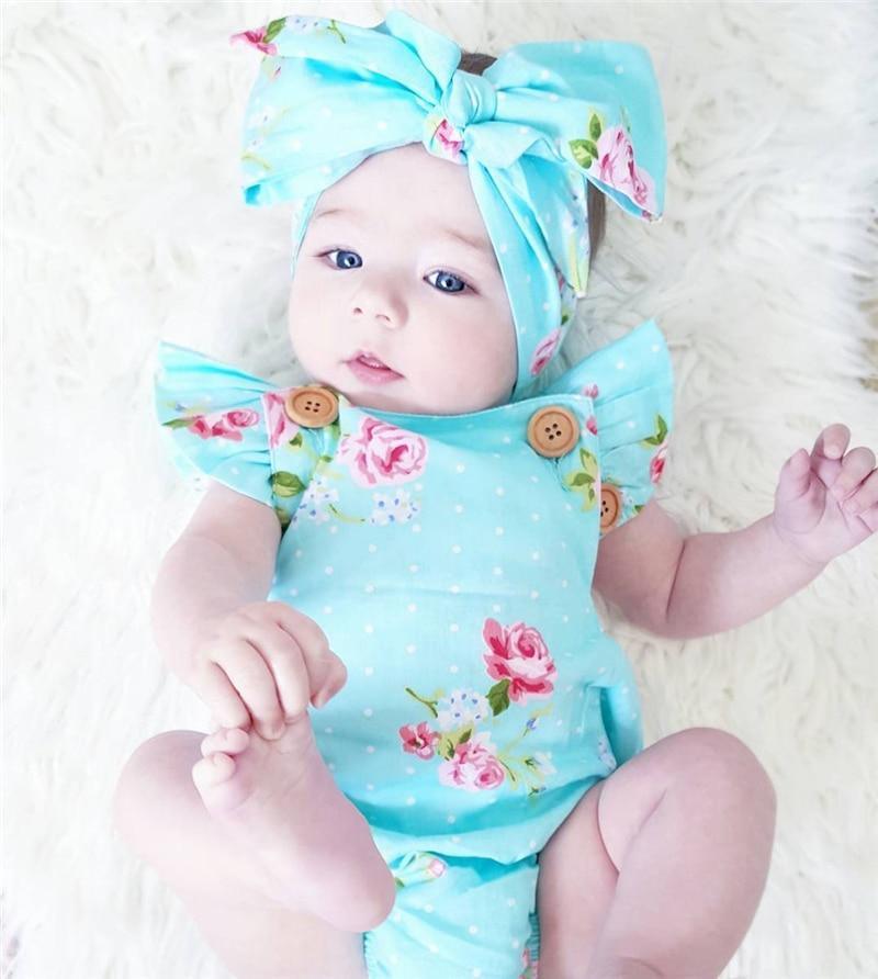 Ensemble de 2 pièces, barboteuse en coton sans manches pour nouveau-né avec bandeau pour fille/garçon, motif décontracté avec nœud
