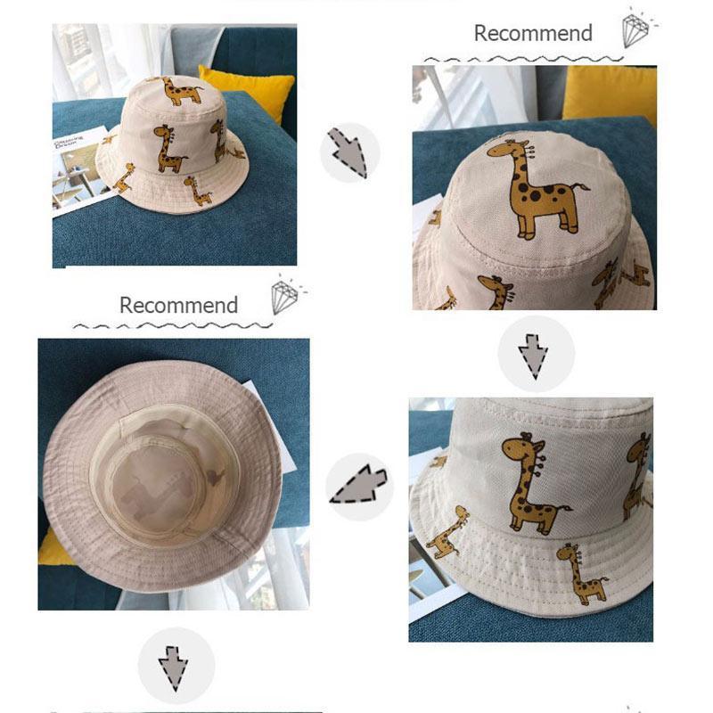 Chapeaux bob pour enfants modernes, chapeau de soleil girafe de dessin animé pour filles et garçons, chapeau de plage d'extérieur, casquette de camping et de pêche pour filles et garçons