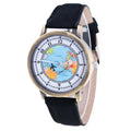 Montre Décontractée Femme, Montre-Bracelet Décontractée Personnalité, Motif Carte du Monde avec Avion, Bracelet en Jean, Montre à Quartz pour Femme et Fille