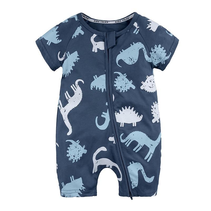 Barboteuse moderne imprimée en coton à manches courtes pour nouveau-né, costumes d'animaux de dessin animé pour bébés filles et garçons