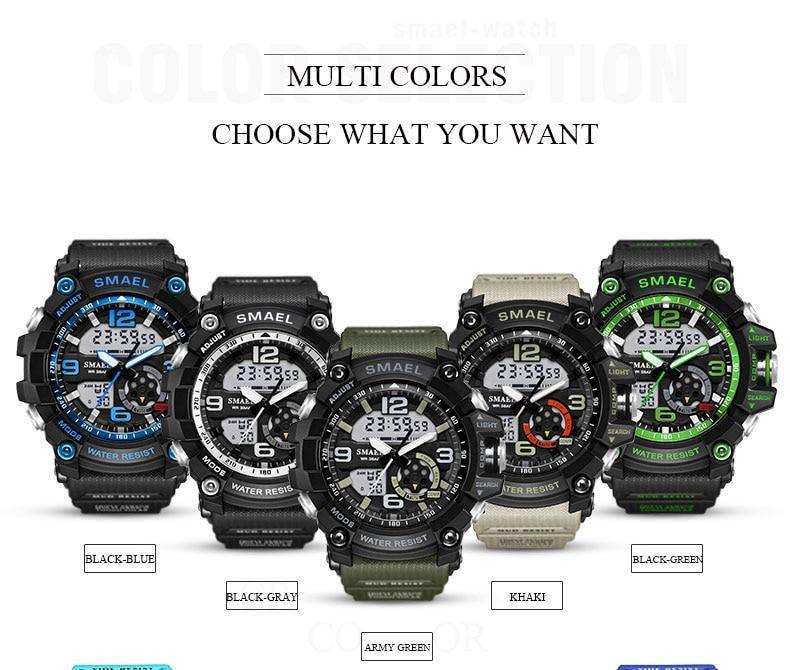 Nouvelle Montre Sport Analogique-Numérique Pour Hommes et Femmes Étanche 50M Professionnelle Quartz Grand Cadran Montre-Bracelet Militaire Avec Mode Nuit