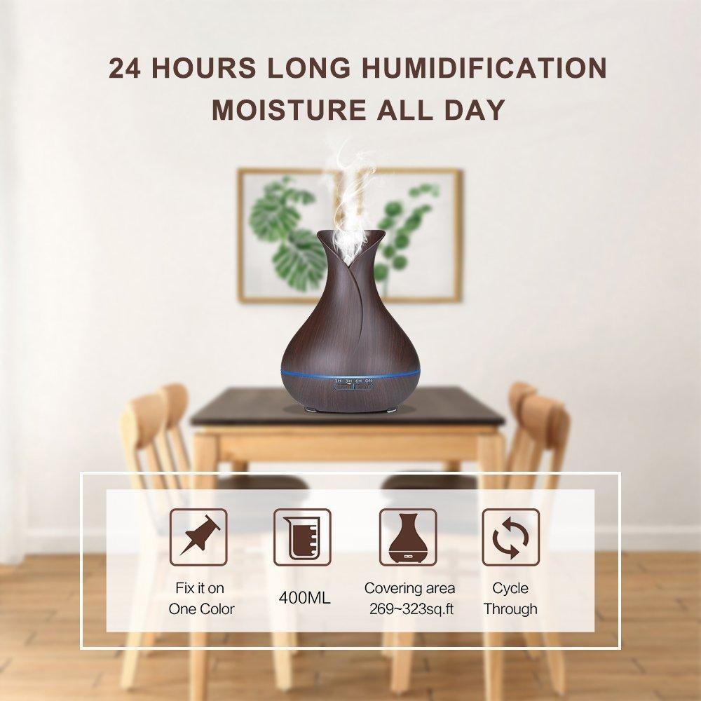 Diffuseur d'huiles essentielles 500ML sans eau, arrêt automatique, humidificateur d'aromathérapie ultrasonique sept couleurs avec modèle de brume réglable, diffuseur pour chambre à coucher, salle de bain, maison, bureau, spa, yoga