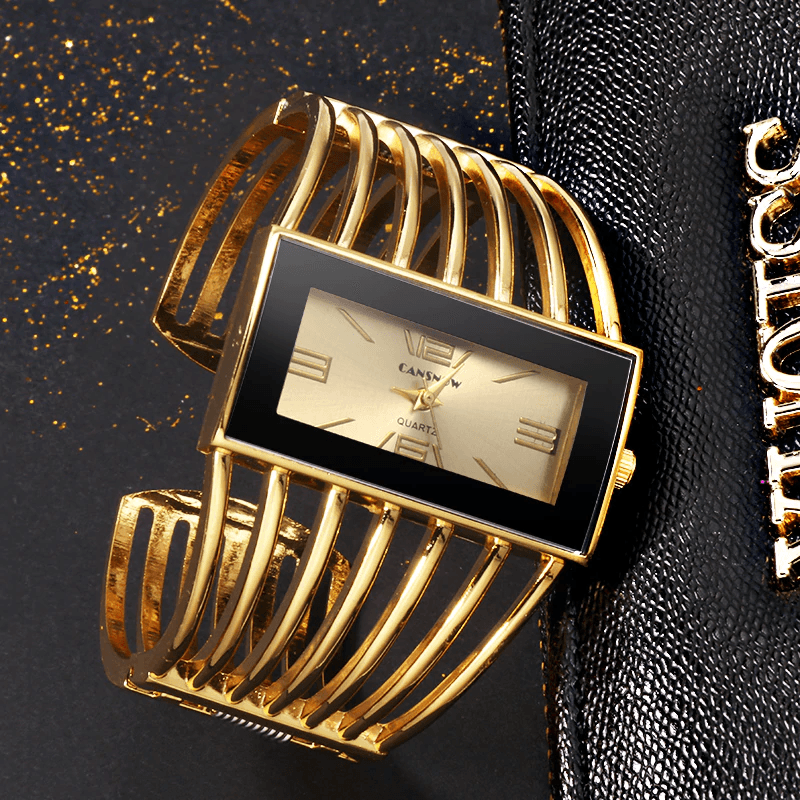 Montre élégante pour femme, de luxe, à la mode, bracelet jonc en or rose, montre habillée pour femme, horloge féminine, montre-bracelet Saati pour femmes et filles