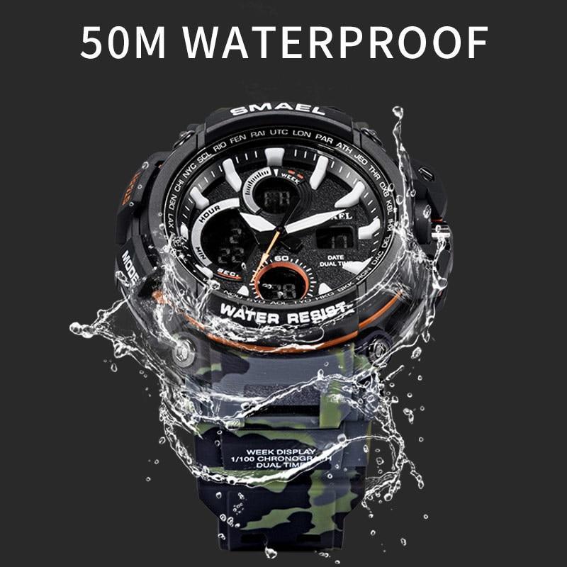 Montre homme rouge sport moderne étanche 50m avec affichage numérique LED style militaire Armi Relogio Masculino
