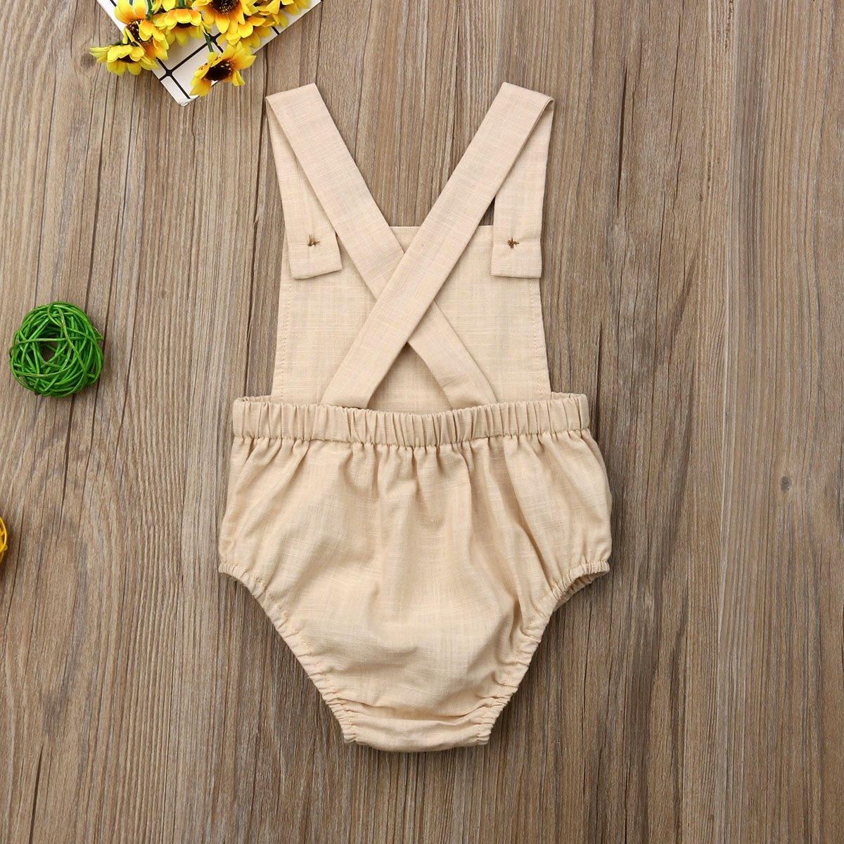 Bébé nouveau-né garçon/fille barboteuse d'été combinaison boutonnée rayée décontractée sans manches dos nu tenues unies vêtements pour filles