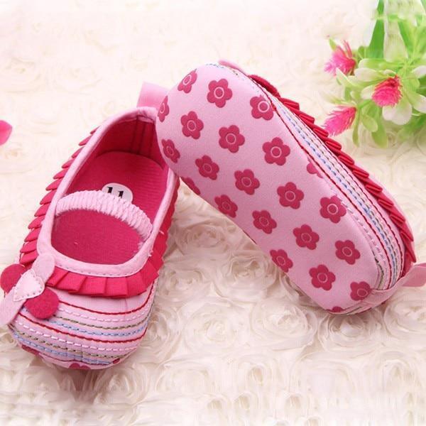 Chaussures Bébé Fleur Volants Premiers Pas Tout-Petits Semelle Souple Patchwork Enfants Confortables Pré-Marcheurs Chaussure