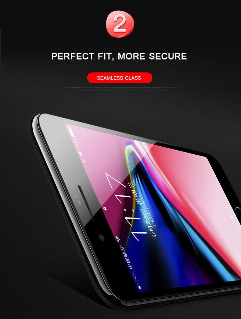 Verre Trempé Incurvé 5D 9H pour iPhone X XR XS 11 12 13 14 Pro Max 6 6S 7 8 Plus SE Mini Film de Protection d'écran Complet Dureté 9H Sans Bulles Installation Facile Film Protecteur d'écran