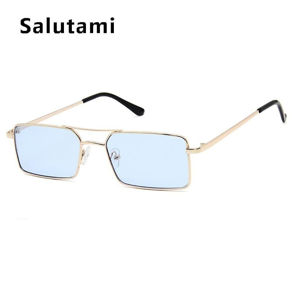 Lunettes de soleil de luxe célèbres Rétro Modernes Carrées Unisexe Homme et Femme avec petite monture en alliage métallique et double pont transparent pour homme