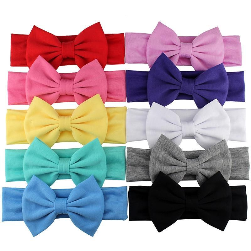 Bandeau élastique en coton pour nouveau-né fille, couleur unie, nœud, bandeau pour enfant, bandeau pour bébé avec nœud pour enfants