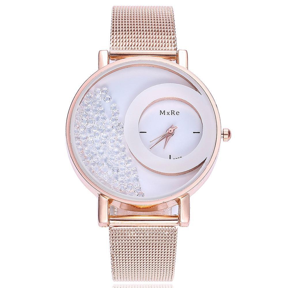Montre à bracelet en cristal avec strass étincelants pour femme, en acier inoxydable, mouvement à quartz analogique, cadeau de luxe pour femmes et jeunes filles