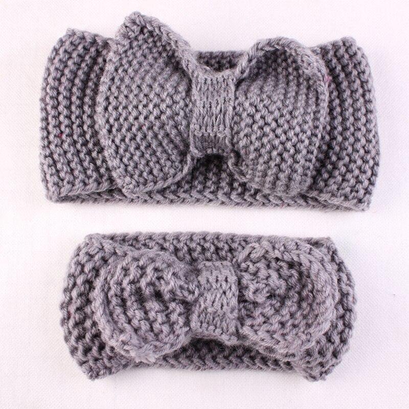 Bandeau élastique fait main pour mère et fille, bandeau tricoté uni avec nœud, accessoires de cheveux pour maman et bébé