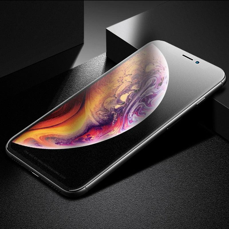 Verre mat dépoli pour iPhone 5 5s 5c SE X XS Max XR, Verre trempé 9H pour iPhone 6 6s 7 8 Plus, Étui de protection en verre, Film en verre trempé compatible avec les étuis, Protecteur d'écran en verre HD clair pour iPhone
