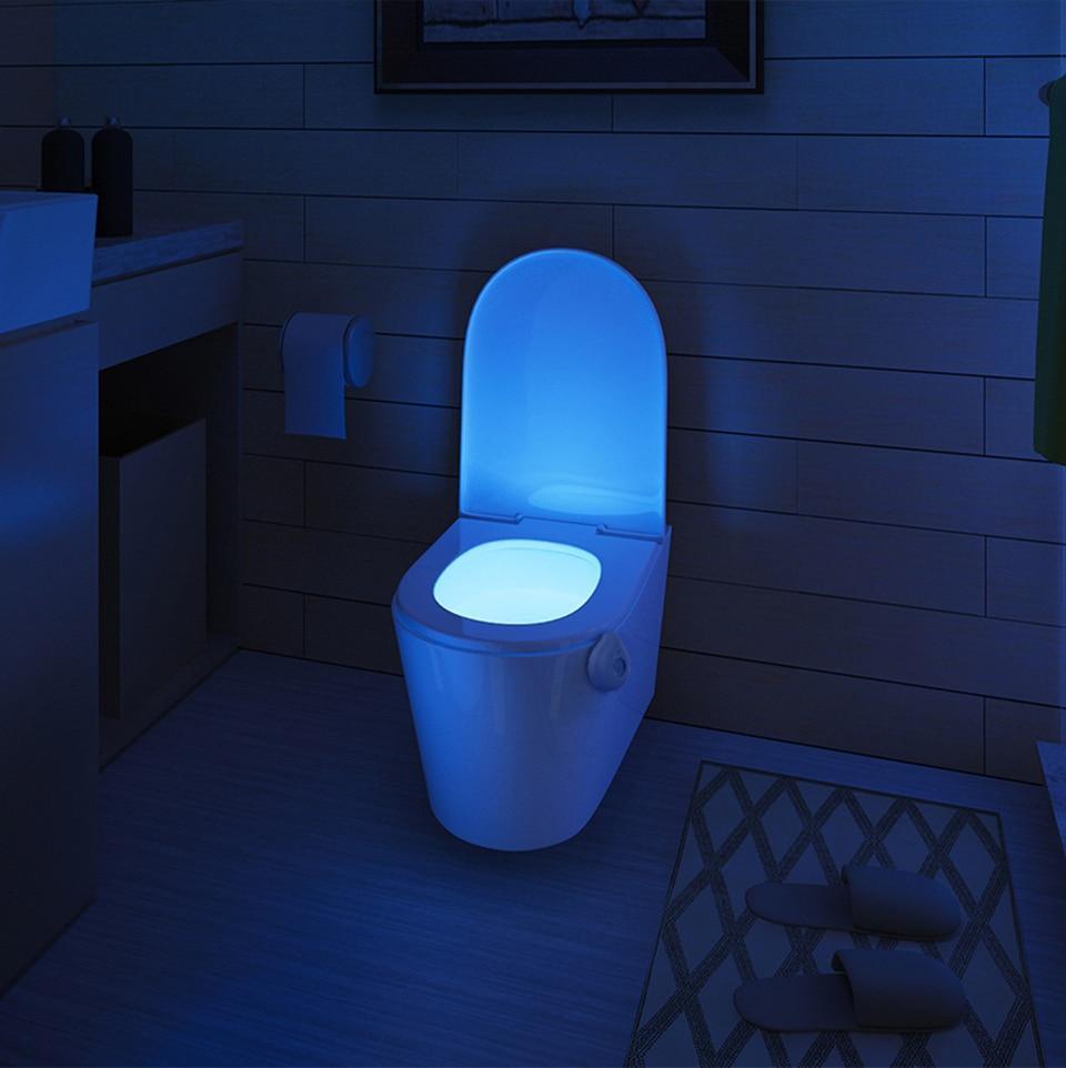 Veilleuse de toilettes à LED avec détecteur de mouvement, 8 couleurs interchangeables pour WC