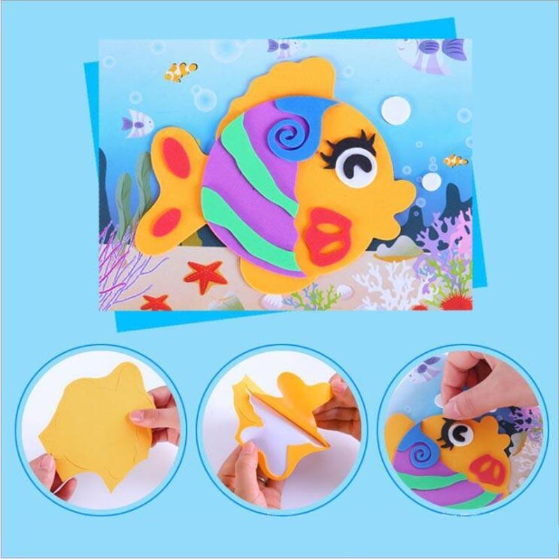 10 designs/lot Autocollants Mousse EVA 3D Dessin Animé Puzzle Série Enfants Motifs Multiples Styles Jouets pour Cadeau d'Anniversaire Enfant