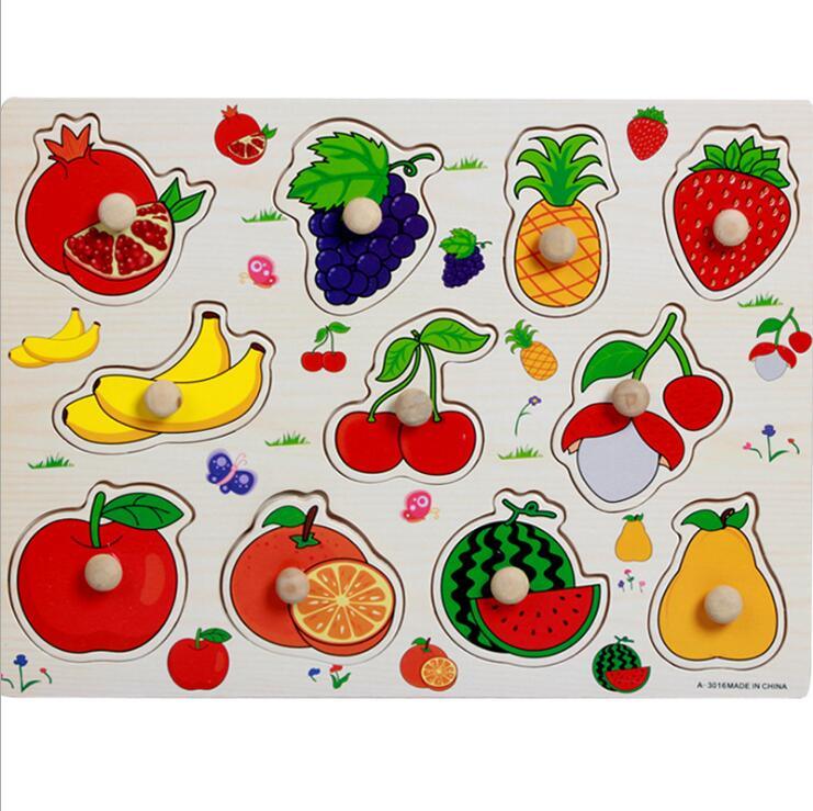Table Éducative Précoce pour Enfants avec Formes de Légumes et Animaux, Jouet Puzzle en Bois à Saisir pour Bébé, Apprentissage de l'Alphabet et des Chiffres, Jouet en Bois Éducatif pour Enfant