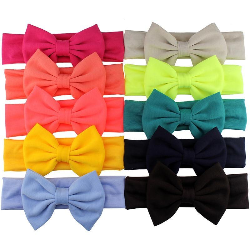 Bandeau élastique en coton pour nouveau-né fille, couleur unie, nœud, bandeau pour enfant, bandeau pour bébé avec nœud pour enfants