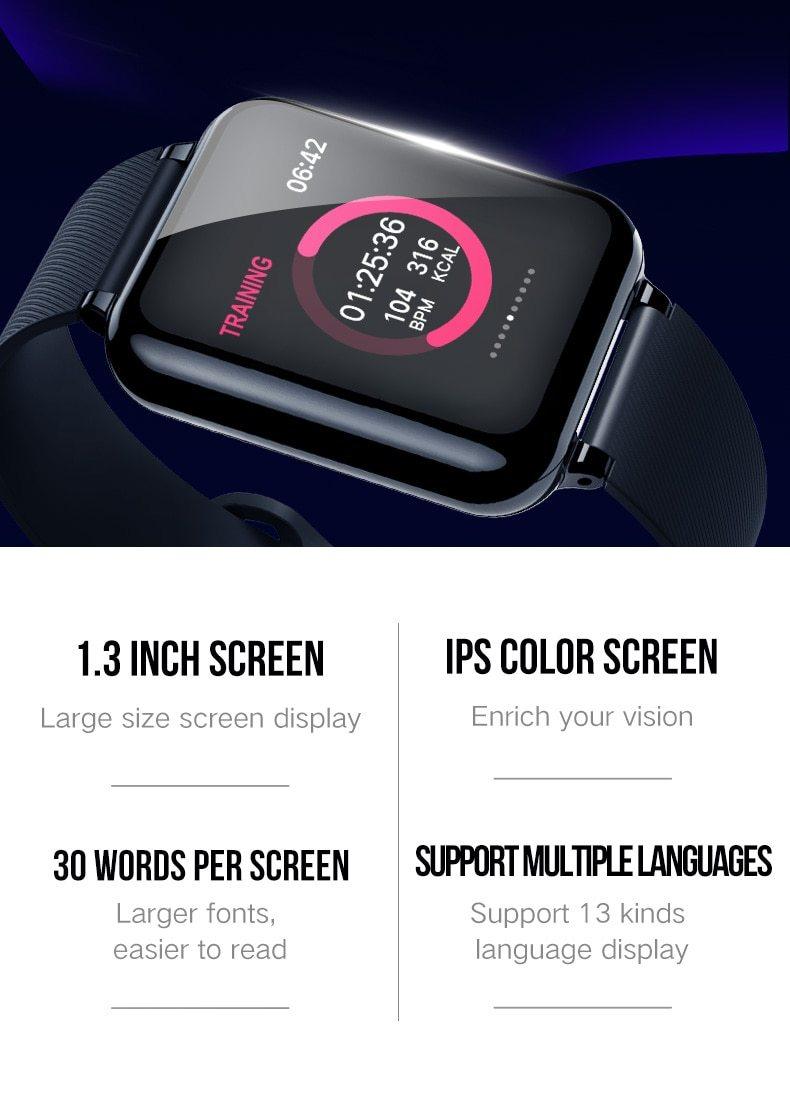 Montre intelligente moderne B57 avec protection étanche IP67, moniteur de fréquence cardiaque et de pression artérielle, montre de sport unisexe pour hommes et femmes