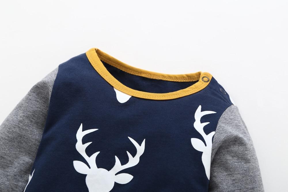 Grenouillères Bébé Garçon Manches Longues Tête de Cerf Combinaisons Nouveau-né Tenues Pour Filles et Garçons Pyjamas