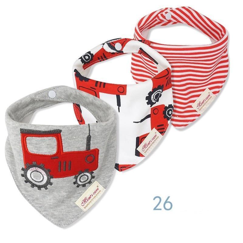 Bavettes bandanas pour bébé Moder, lot de 3 en coton, motifs triangulaires variés pour bébés garçons et filles