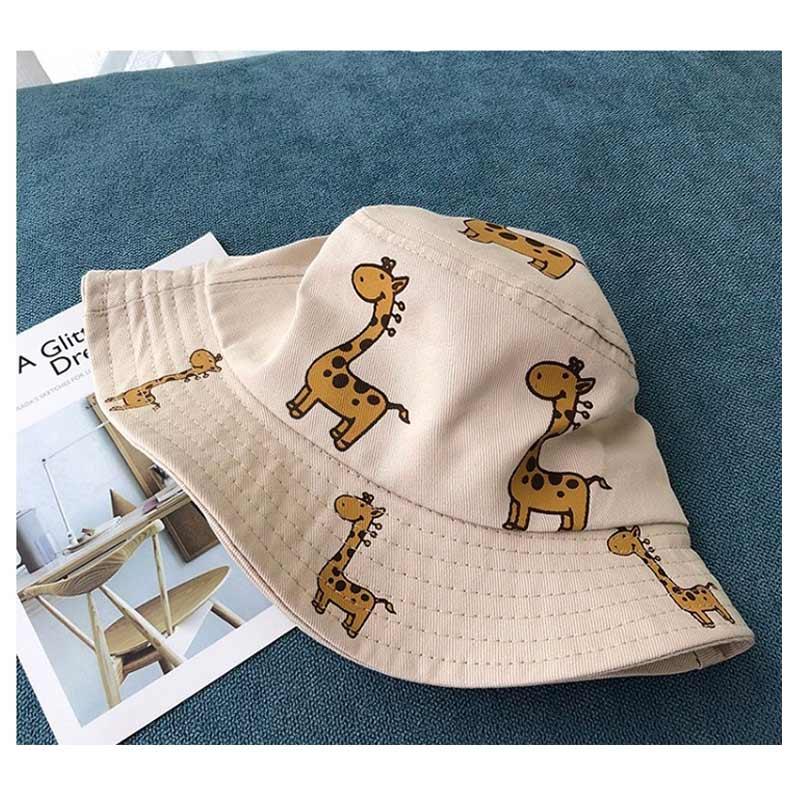 Chapeaux bob pour enfants modernes, chapeau de soleil girafe de dessin animé pour filles et garçons, chapeau de plage d'extérieur, casquette de camping et de pêche pour filles et garçons