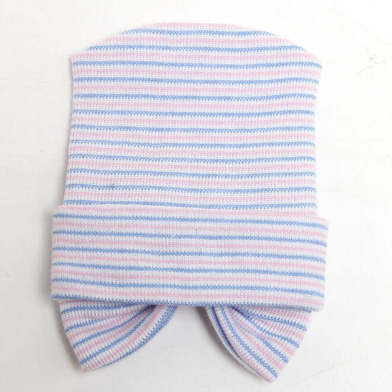 Bandeau rayé pour bébés filles avec nœud – Bonnet doux pour tout-petits