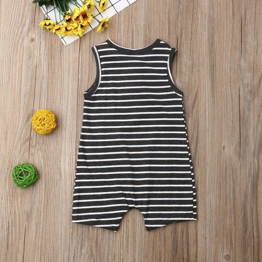 Grenouillère rayée sans manches pour nouveau-né bébé garçon/fille, tenue barboteuse, pyjama