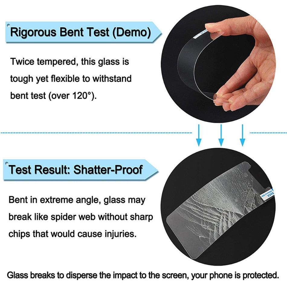 Verre de protection 9H pour iPhone 11 12 Pro Max Verre sur iPhone 7 8 X XR XS 12 13 Mini SE 14 Film de protection d'écran Protection avant Film en verre trempé de qualité supérieure Protection complète Film en verre trempé à haute clarté