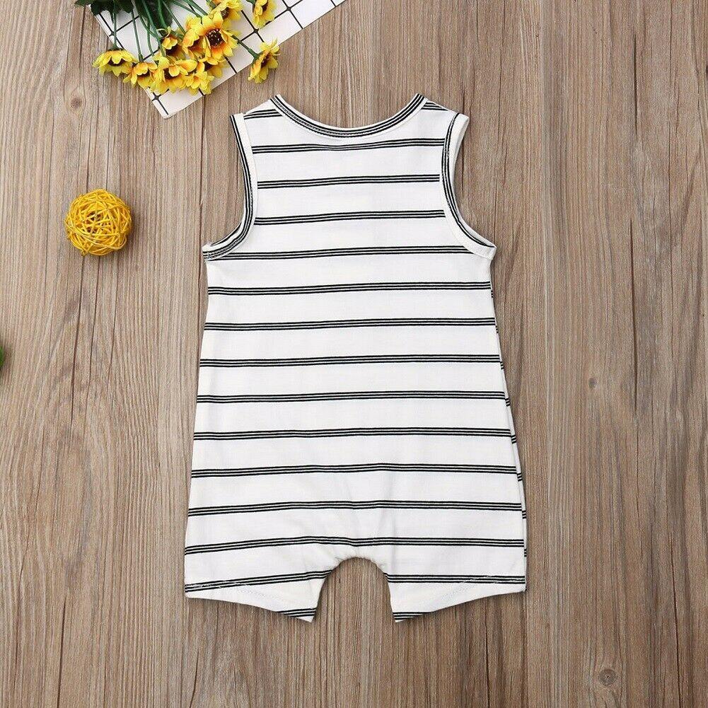 Grenouillère rayée sans manches pour nouveau-né bébé garçon/fille, tenue barboteuse, pyjama