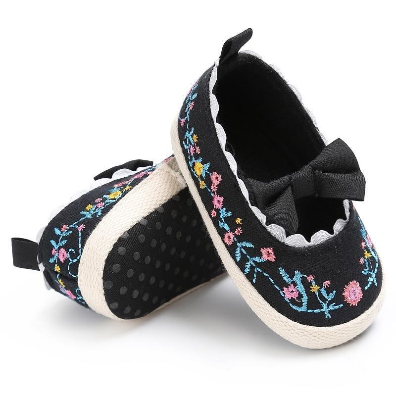 Chaussures Premiers Pas Bébé Fille, Semelle Souple Antidérapante, Nœud Blanc, Chaussures Élégantes et Luxueuses Pour Bébé Fille, Cadeau Parfait