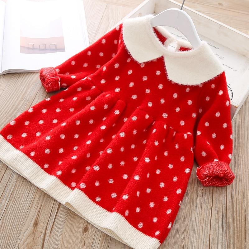 Vêtements tricotés chauds d'hiver en coton moderne pour bébés et tout-petits, hauts et robes pour filles