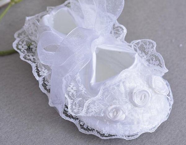 Chaussures de Princesse pour Bébé Filles à Fleurs Blanches Élégantes de Luxe de Haute Qualité à Semelle Souple et Légère