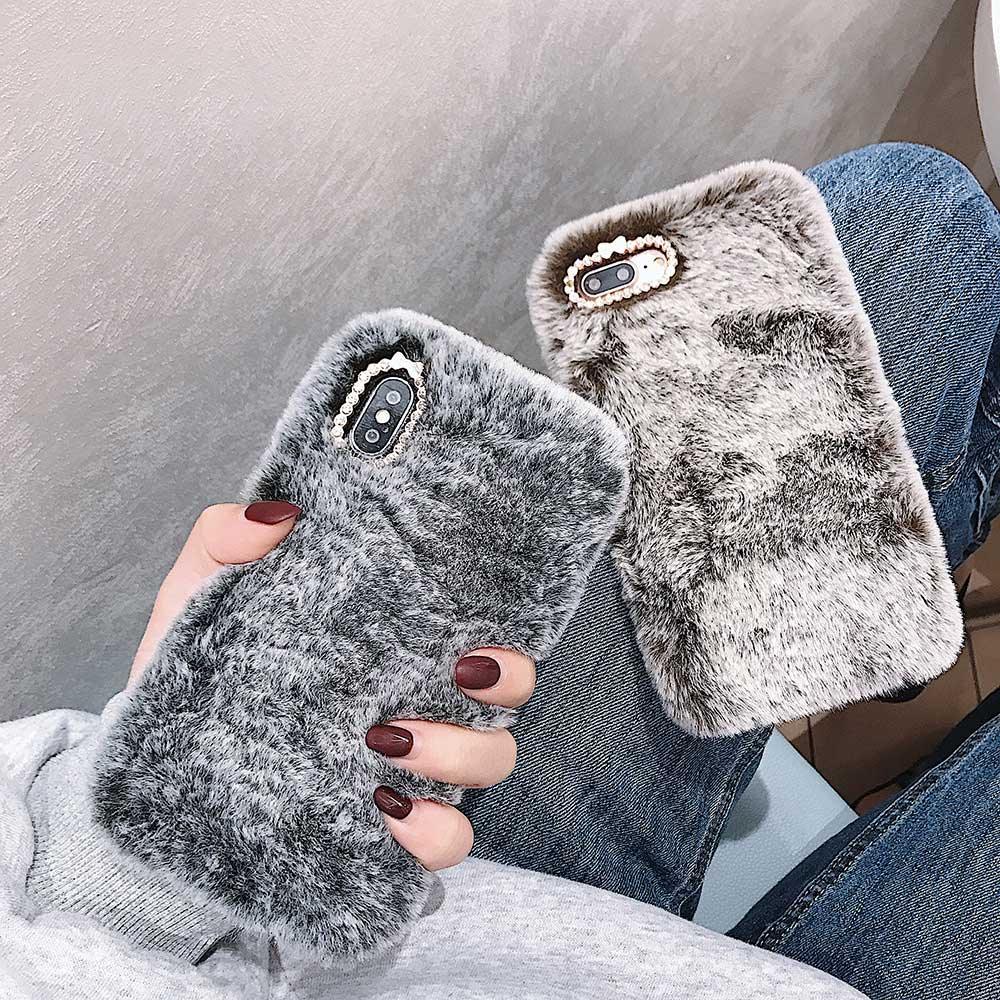 Étui cadeau Fashion Lady pour iPhone 14 13 12 XS Max XR X 11 Pro Max SE Coque chaude en fourrure duveteuse pour iPhone 6 7 8 Plus Coque de téléphone Housse arrière de protection en fourrure duveteuse