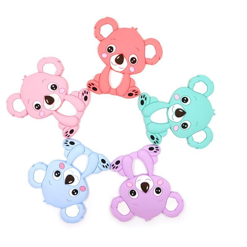 1 pièce Mignon Bébé Koala Anneau de Dentition en Silicone Jouet à Mâcher Outil d'Allaitement Pendentif en Silicone de Qualité Alimentaire