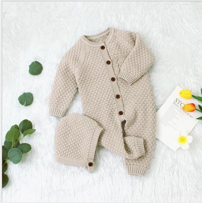 Barboteuse Fille Faite Main Tricotée Vêtements Bébé Naissance Barboteuse Avec Chapeau Combinaison Bébé Tout-Petit Pour Garçons Et Filles Combinaison Chaude Pour L'Hiver