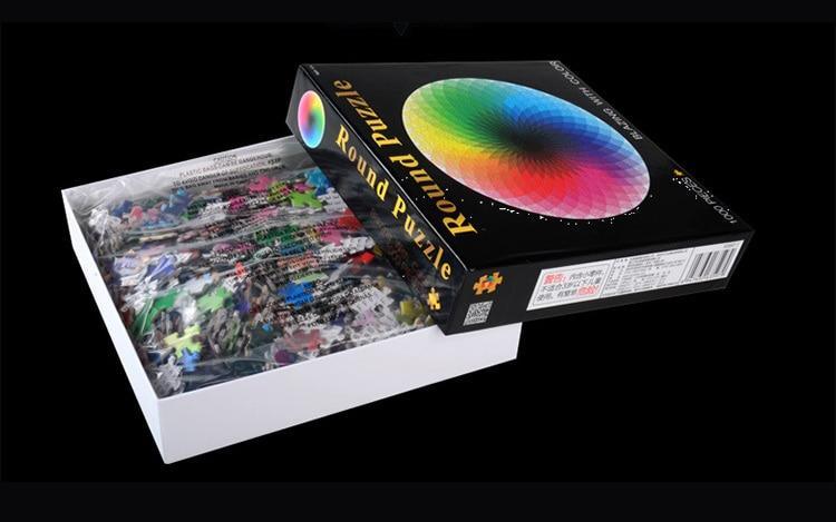 1000 PIÈCES/ENSEMBLE Puzzle rond coloré Arc-en-ciel géométrique photo planète Jouet éducatif pour adultes et enfants
