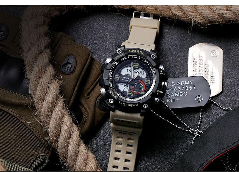 Nouvelle Montre Sport Analogique-Numérique Pour Hommes et Femmes Étanche 50M Professionnelle Quartz Grand Cadran Montre-Bracelet Militaire Avec Mode Nuit