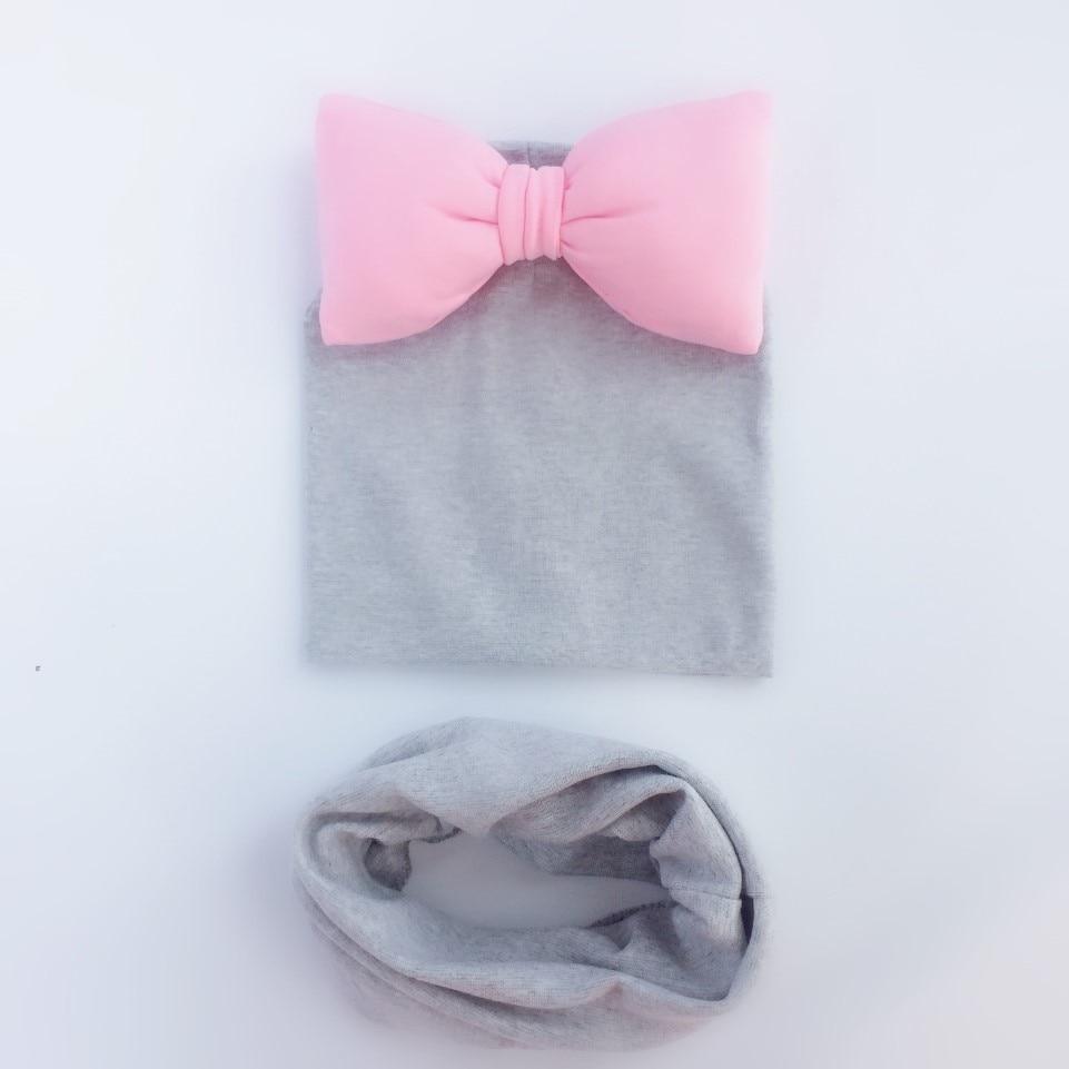 Ensemble Bonnet Bébé Fille grand nœud Papillon en Coton avec Col Écharpe pour Filles Bébé
