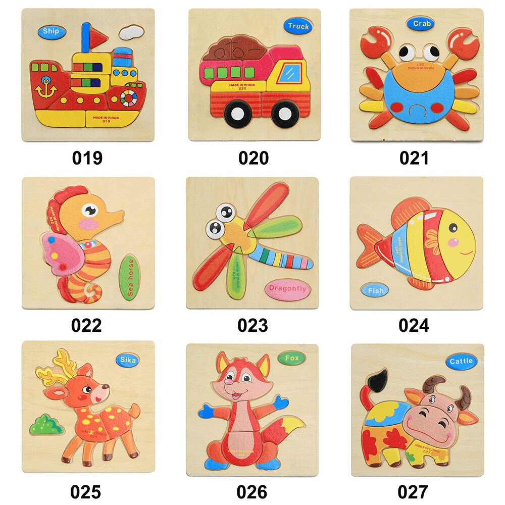 Puzzles 3D en bois Stevvex modernes et intéressants pour l'apprentissage des bébés, puzzles d'animaux de dessin animé et de fruits pour enfants, jouet éducatif intelligent pour enfants