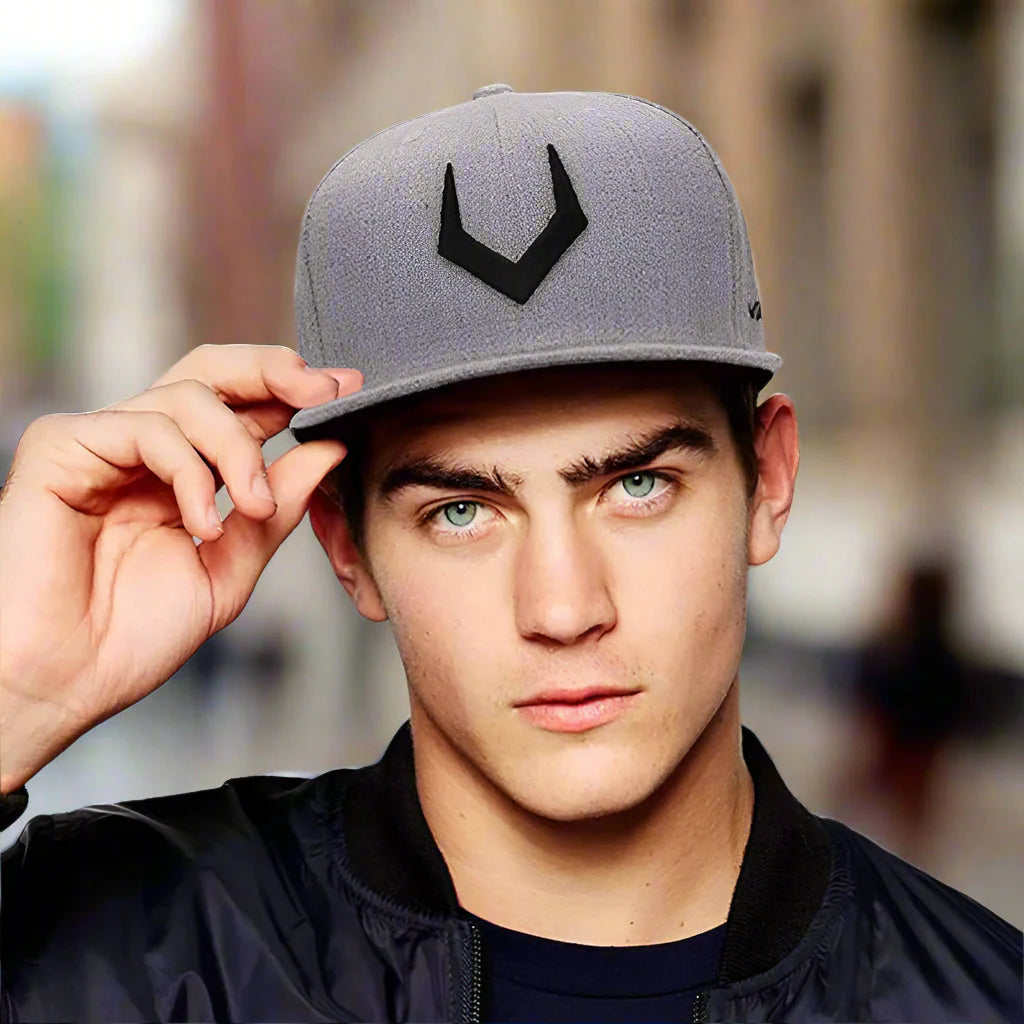 Casquette snapback unisexe en laine grise